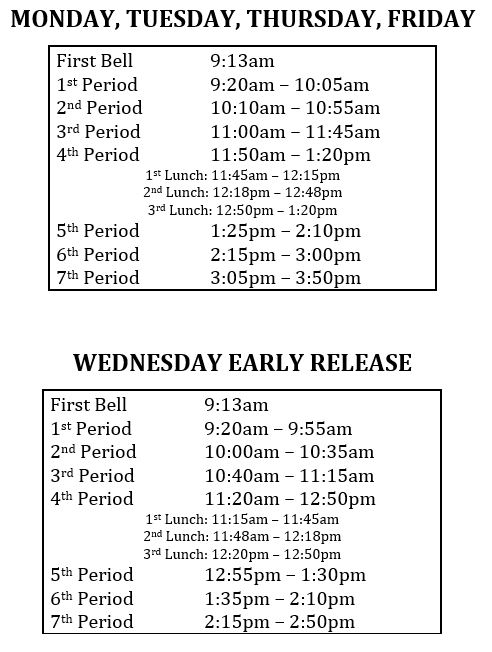 2023-2024 BELL SCHEDULES – Bartram Trail High School