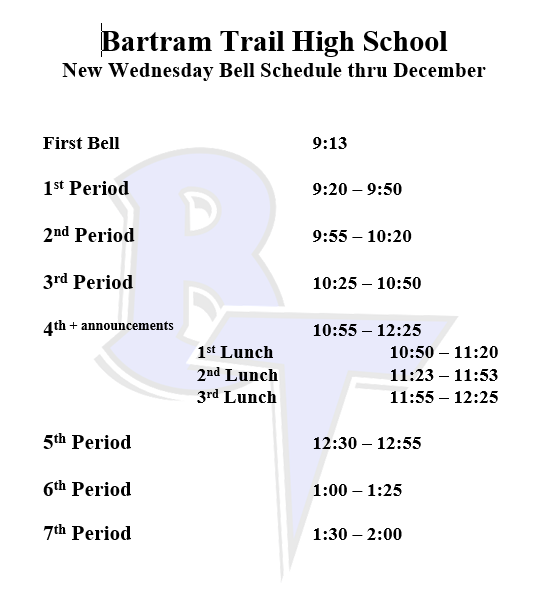 20192020 BELL SCHEDULE Bartram Trail High School